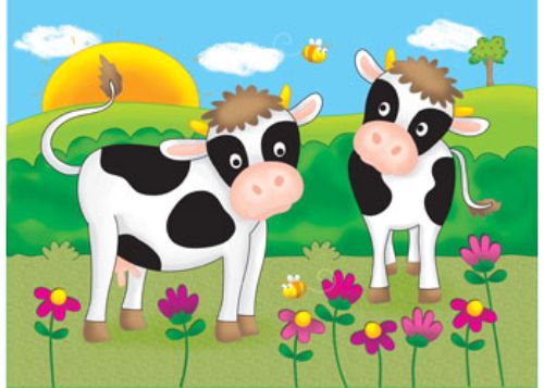 Colorful farm-themed puzzles for ages 3+, featuring 4, 6, 8, and 12 pieces to enhance matching and sorting skills.