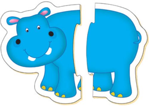 Colorful 2-piece jungle animal puzzles for toddlers, promoting fine motor skills and hand-eye coordination. Suitable for 18 months+.