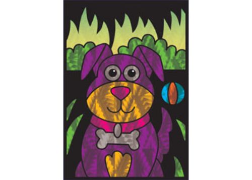 Colorful Galt Fab Foil Art kit for kids, featuring 25 shimmering foils and 8 designs to create sparkling art projects.