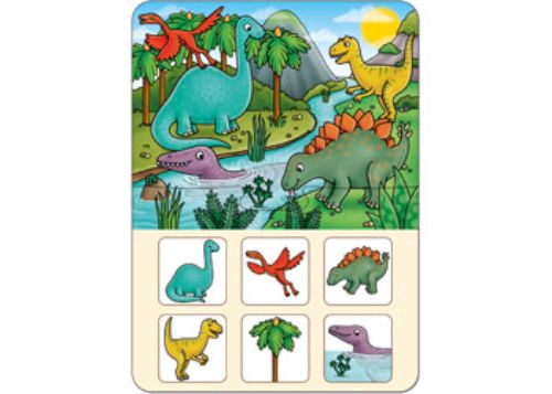Colorful dinosaur cards for the Orchard Game - Dinosaur Lotto, a fun memory game for children aged 3 to 7.