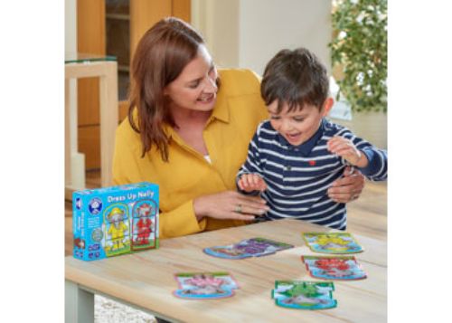 Colorful dress-up game featuring Nelly, promoting creativity and fine motor skills in preschoolers.