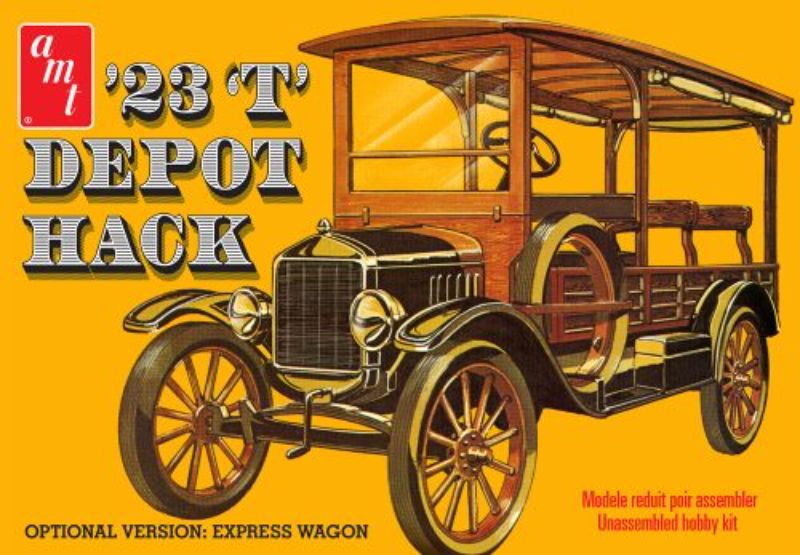 1/25 scale model kit of the 1923 Ford T Depot Hack, featuring realistic vintage details and wood textures for hobbyists.