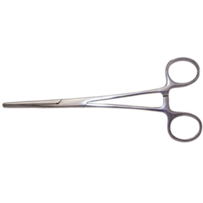 Stainless steel 7.5" straight hemostat with precision tips and versatile locking mechanism for crafting and hobbies.