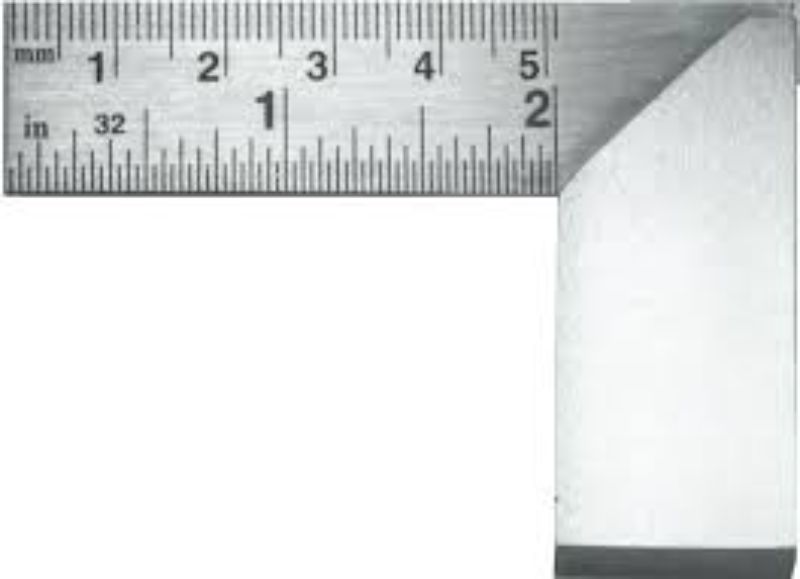 Hobby Tool - 2" Square for precise 90° angles, crafted from durable carbon steel for accurate measuring in inches and metric.