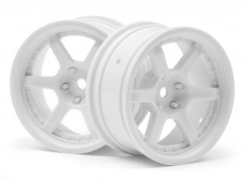 White HRE C106 6mm offset wheels for 1/10 RC cars, enhancing traction and style for drifting adventures.