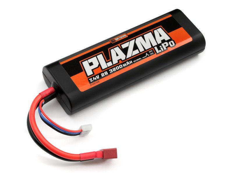 High-performance 7.4V 3200mAh LiPo battery with round case, T-Plug connector, and JST-XH balance lead for RC cars.