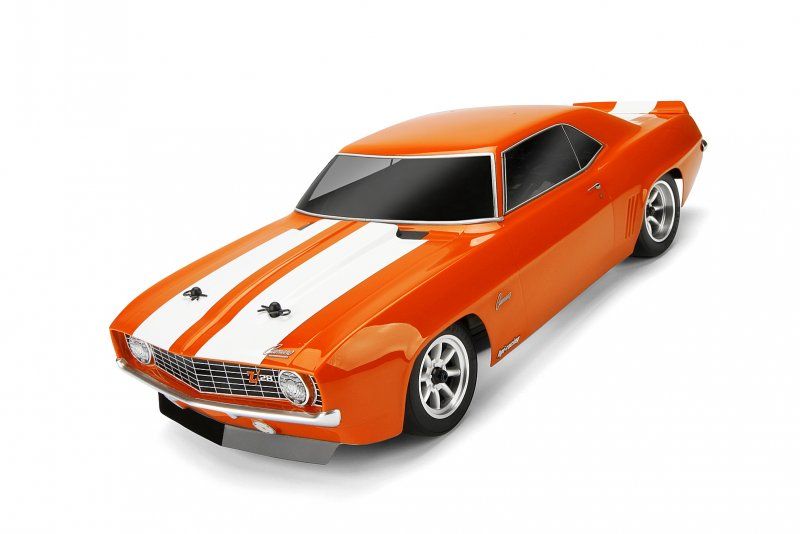 'Clear 200mm bodyshell of a classic '69 Camaro Z28 for 1/10 RC cars, featuring authentic detail and customizable painting options.