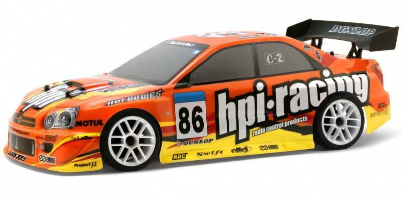 HPI Racing Subaru Impreza body for 1/10 touring cars, 200mm, featuring durable polycarbonate and molded wing for enhanced performance.