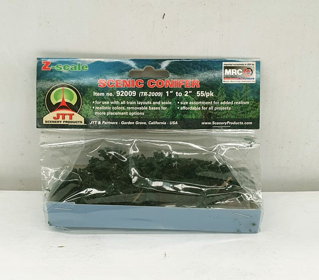 A bulk pack of 55 Econo-Conifer trees, ranging from 25-50mm tall, ideal for enhancing model landscapes.