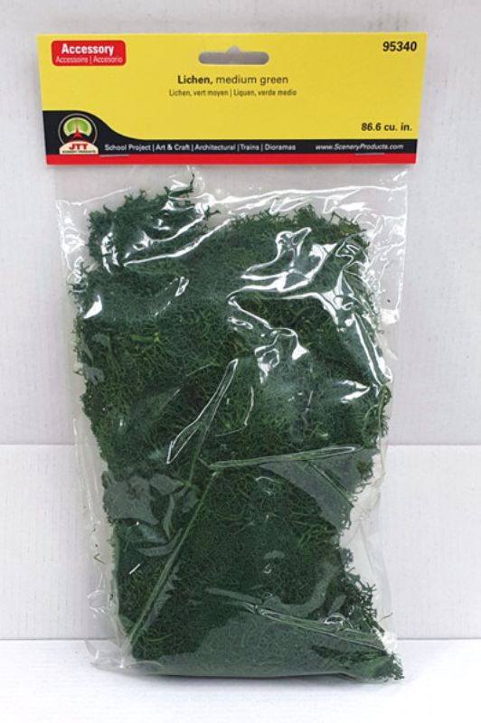 Medium green lichen for model landscapes, perfect for creating realistic terrain and enhancing dioramas and scenery.
