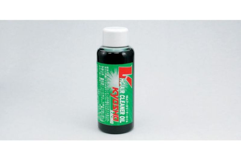 Kyosho zAir Cleaner Oil Green (100cc) for RC cars, enhancing performance by trapping dirt and ensuring efficient filtration.