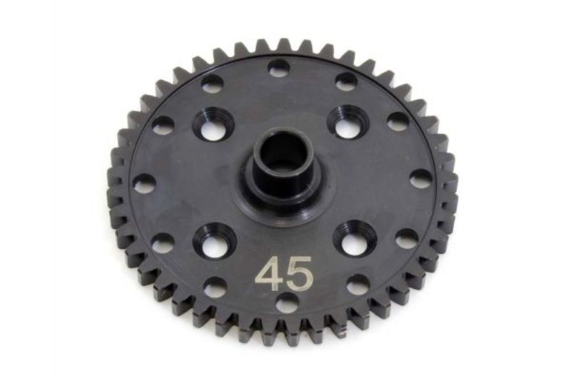 Lightweight 45T spur gear for MP10/9 RC cars, enhancing performance and acceleration, compatible with IF403B system.