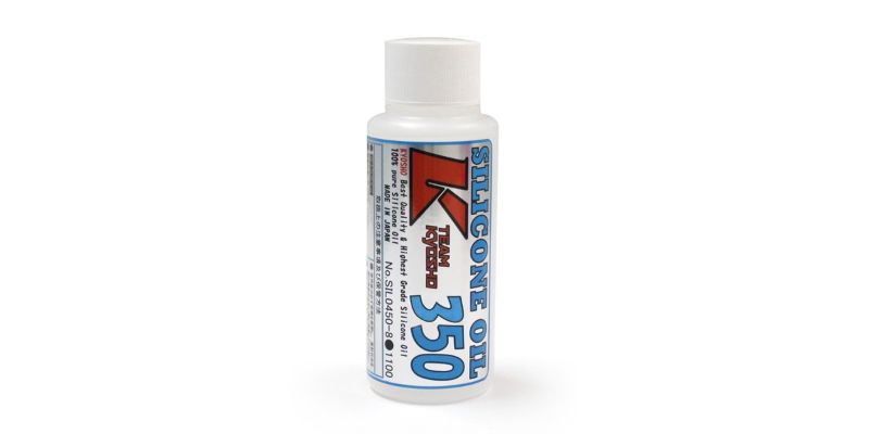 Kyosho Silicone Oil 350 80cc, essential for tuning RC vehicle shocks, ensures smooth suspension and enhanced handling.