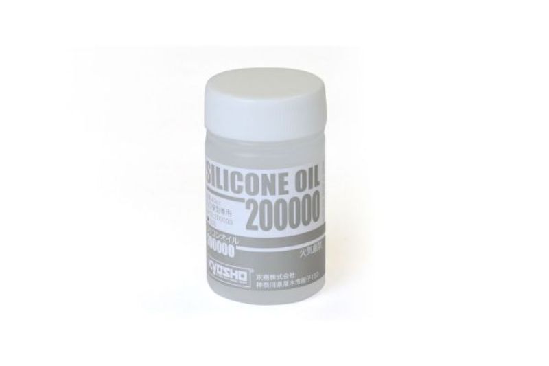 Kyosho Silicone Oil #200000 in a 40cc bottle, enhances RC vehicle suspension for optimal performance and handling.