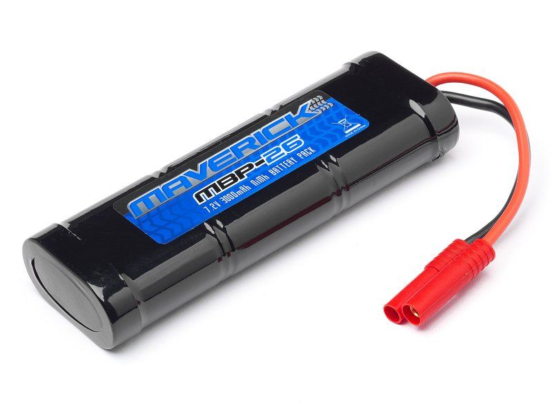 High-capacity 7.2v NiMH 3000mAh battery for RC cars, compatible with MV 22601 models, featuring lightweight design and HXT 4mm connector.