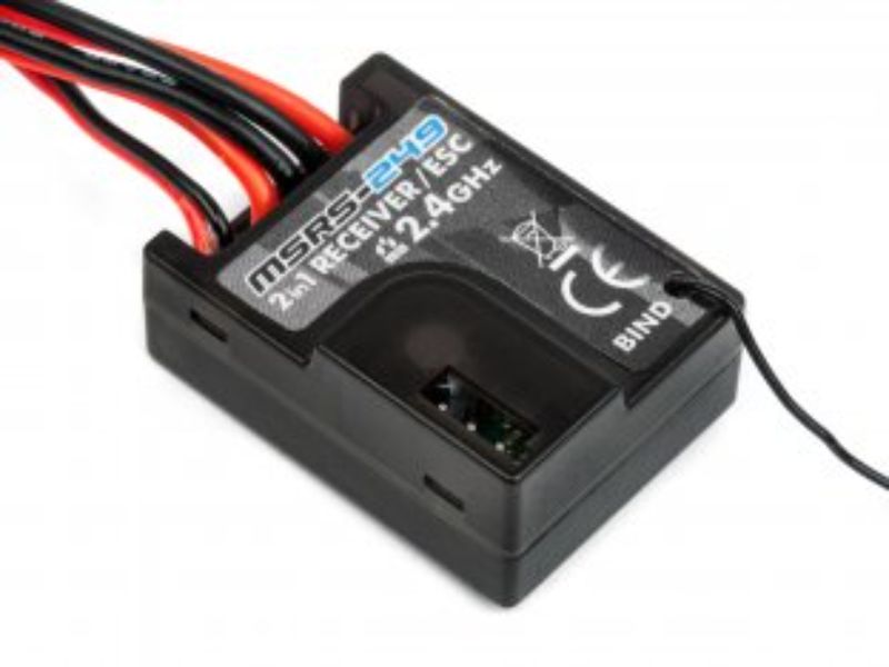 Waterproof MSRS-249 2.4GHz ESC/REC for Maverick iON cars, featuring automatic setup and advanced linear controls.