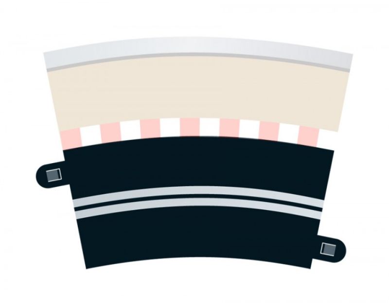 Slot car accessory featuring four 22.5-degree radius 3 curves for dynamic and creative racing track designs.