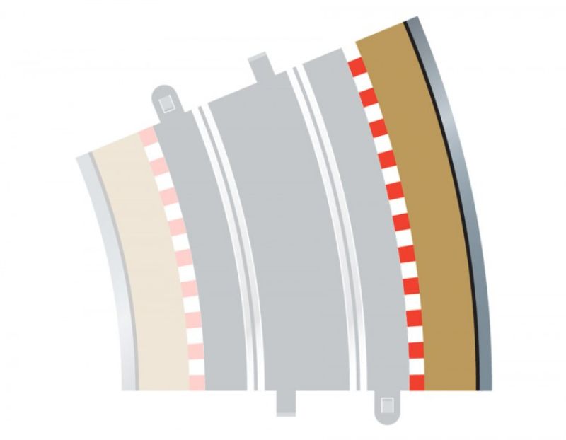 Slot Car Accessory - R4 Borders Outer 4; durable 22.5-degree outer borders for smooth turns in Scalextric slot car racing.