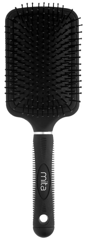 Ionic paddle brush for all hair types, reduces frizz and static for smooth, shiny hair with ergonomic grip.