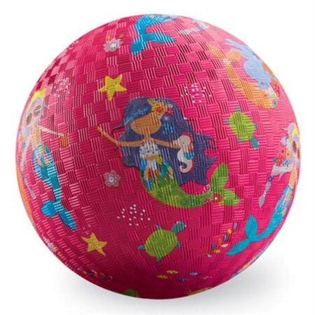 Vibrant 5" inflatable playground ball featuring a playful mermaid design, perfect for outdoor play and skill development.