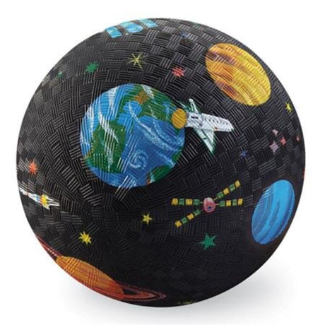 Brightly colored 7" Croc Creek playground ball for kids, perfect for safe indoor or outdoor space-themed play.