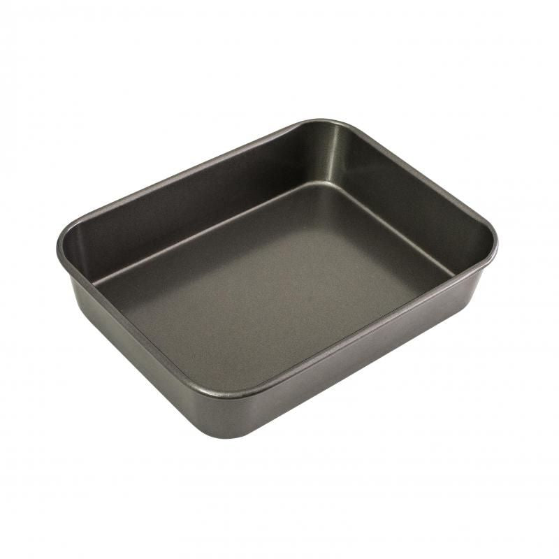 Bakemaster Medium Deep Roasting Pan with non-stick coating, 34 x 26 x 7 cm, ideal for roasting meat and vegetables.