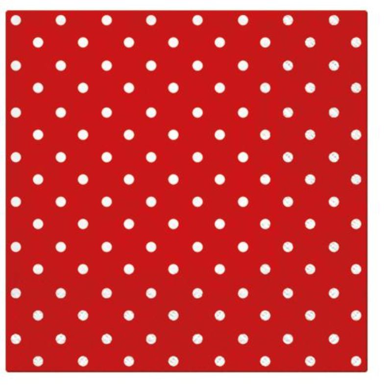 Red dot patterned 3-ply napkins, 33cm, pack of 20, perfect for stylish dining and eco-friendly choices.