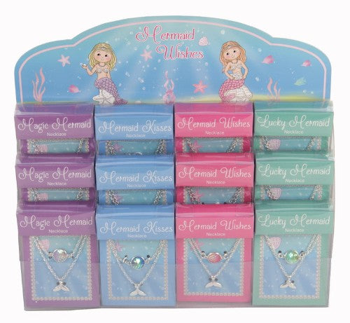A compact box of 12 mermaid necklaces in 4 designs, perfect for ocean lovers and creative gift-givers.