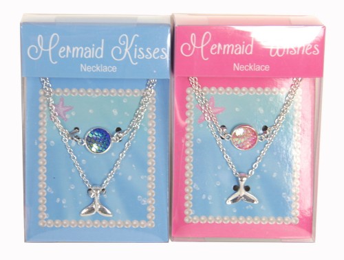 A box of 12 mermaid necklaces featuring 4 assorted whimsical designs, perfect for gifts and ocean-themed jewelry lovers.