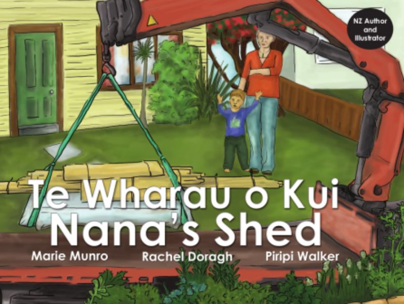 Illustrated children's book 'Nana's Shed' featuring a heartwarming story about creativity and family adventures in building dreams.