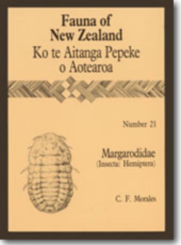 "Book cover of 'FAUNA 21 - MARGARODIDAE,' exploring New Zealand's unique invertebrates with rich imagery and detailed studies."