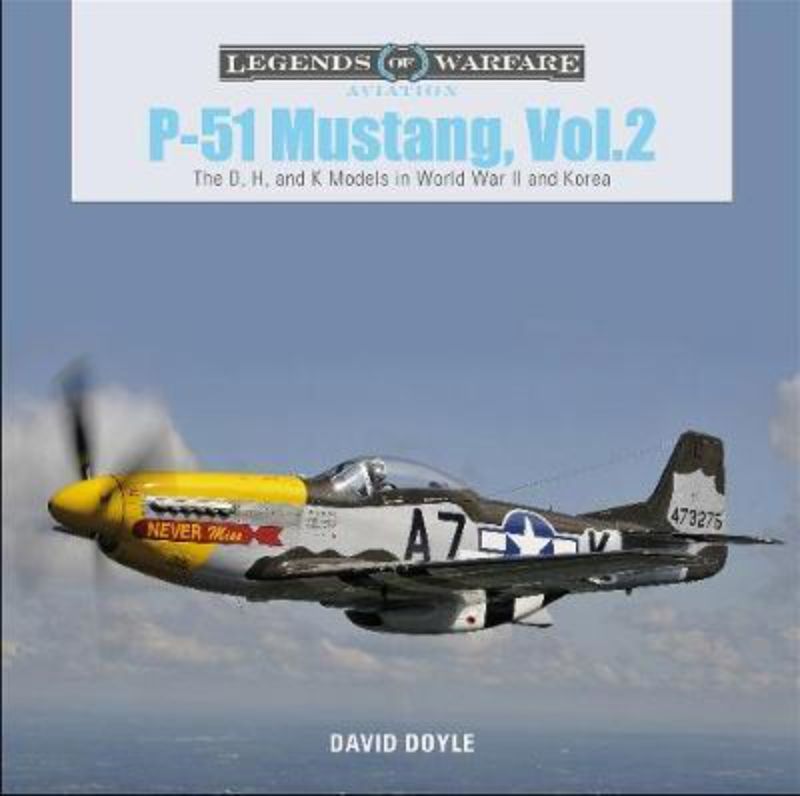 Hardcover book 'P-51 Mustang Vol.2' by David Doyle, featuring WWII bubbletop variants with archival photos and detailed captions.