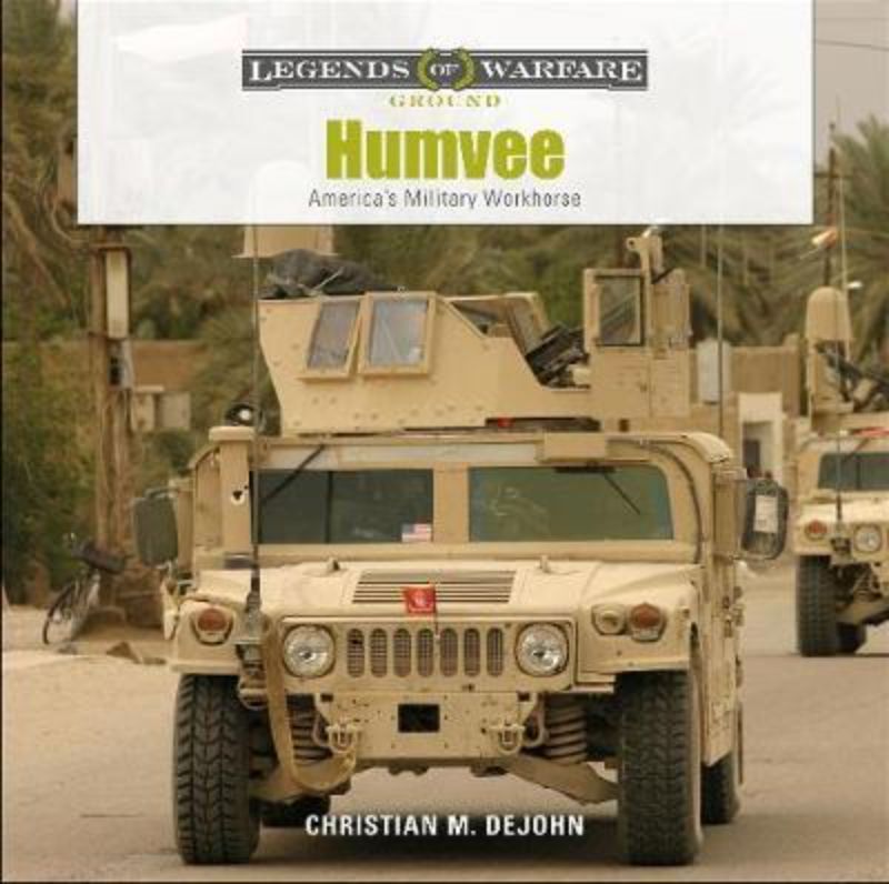 A detailed hardback book exploring the history and significance of the Humvee in military operations and conflicts.