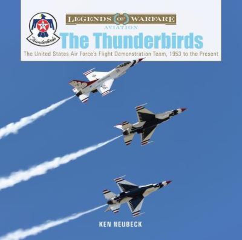 A detailed book showcasing The Thunderbirds, featuring history, aircraft, and aerial performances of the US Air Force's demo team.