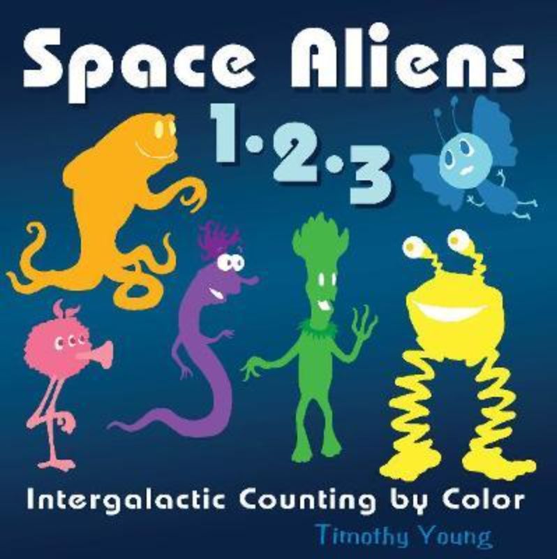 Colorful board book for toddlers teaching counting 1-12 with vibrant aliens and a cosmic adventure theme.