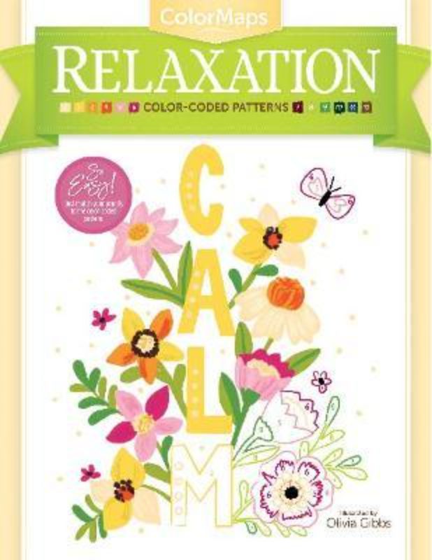 Adult coloring book featuring color-coded patterns for easy, stress-free creativity and relaxation, with 60 designs to enjoy.