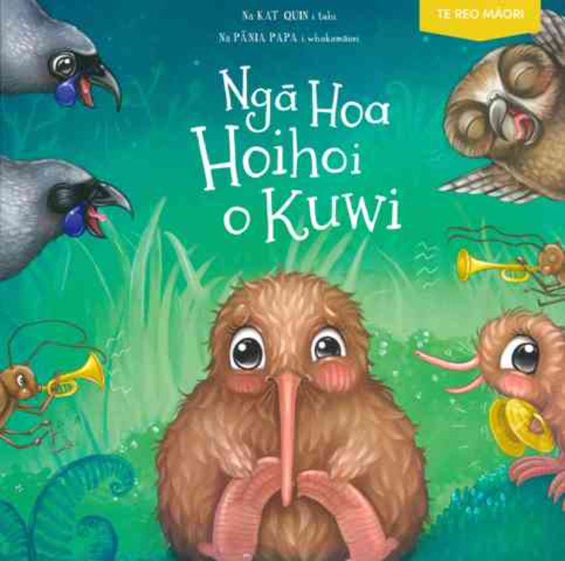 Vibrant paperback featuring Kuwi the Kiwi, celebrating parenting chaos with quirky Kiwi illustrations and interactive storytelling.
