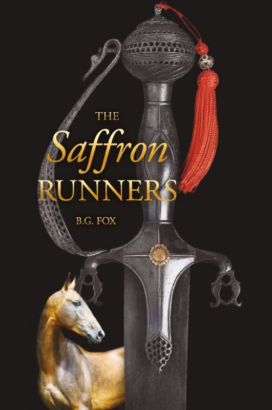 Cover of "The Saffron Runners PB," a historical fiction about Suleiman's epic journey in 19th-century Afghanistan.
