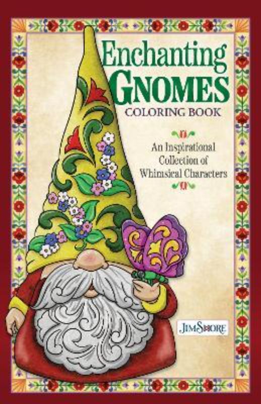 Jim Shore Enchanting Gnomes Coloring Book featuring whimsical gnome illustrations for a creative and calming coloring experience.
