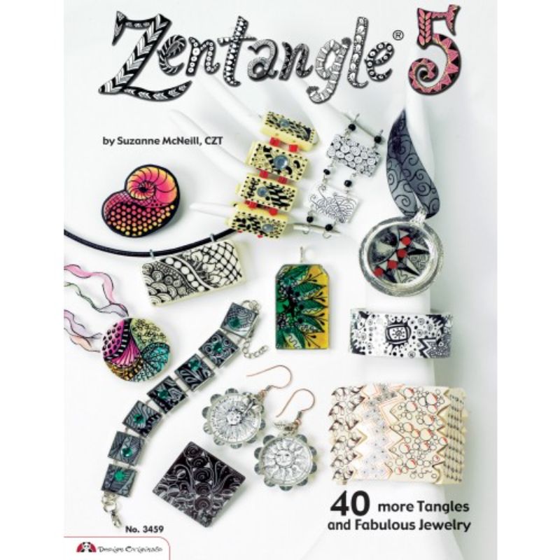 Zentangle 5 book cover showcasing advanced tangling techniques for creating unique wearable art and stylish jewelry.