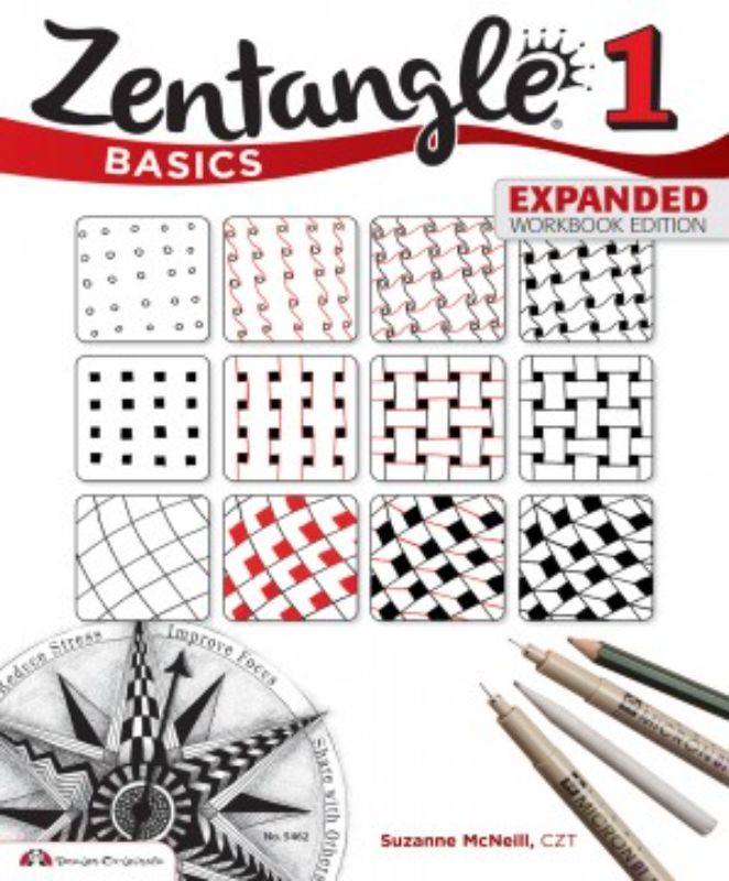 Zentangle Basics 1 workbook cover featuring engaging patterns and instructions to boost creativity and mindfulness.