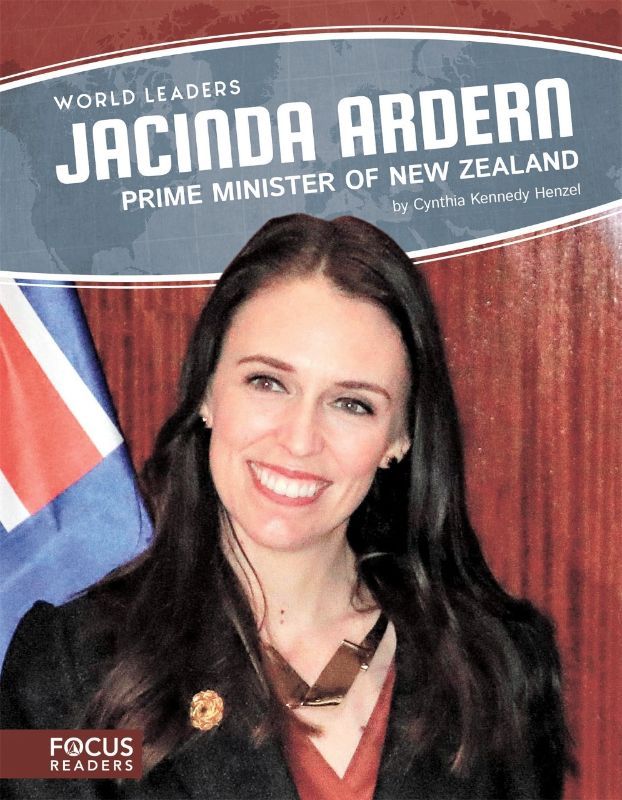 Book cover featuring Jacinda Ardern, showcasing her political journey, leadership insights, and engaging visuals for young readers.
