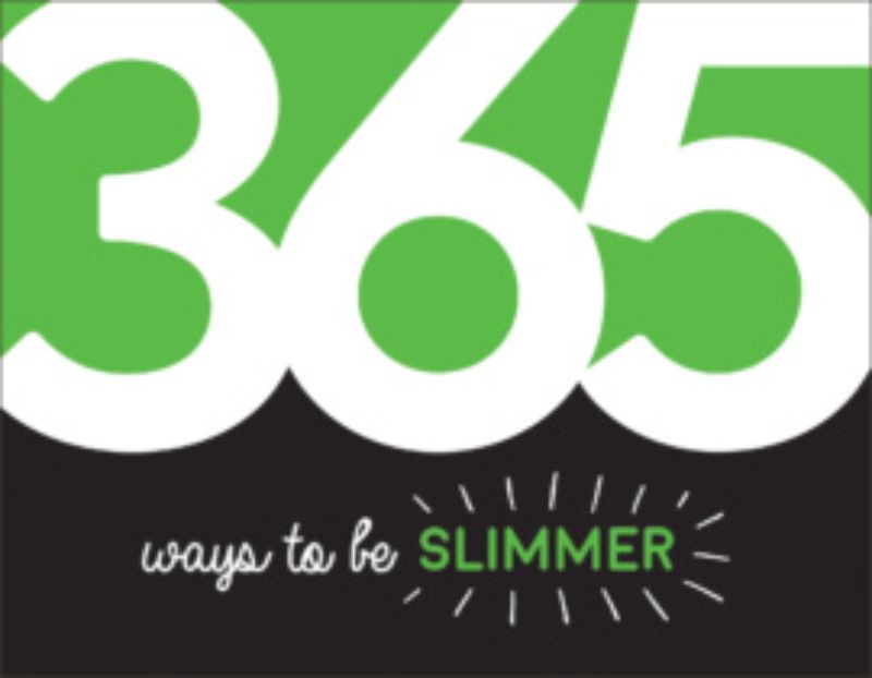 Compact paperback titled "365 Ways to be Slimmer," featuring daily motivation for sustainable weight loss and healthy living.