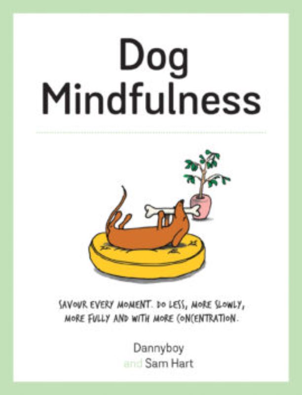 Hardback book titled "Dog Mindfulness" teaching owners techniques for promoting peace and mindfulness in their dogs.