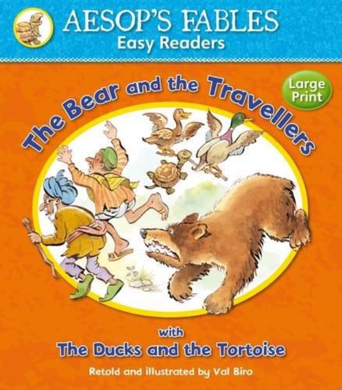 Children's book 'The Bear and the Travellers' featuring large text and engaging illustrations, celebrating friendship and kindness.
