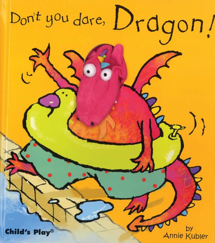 Finger puppet book titled 'Don't You Dare Dragon' featuring an adorable dragon to enhance interactive storytelling for kids.