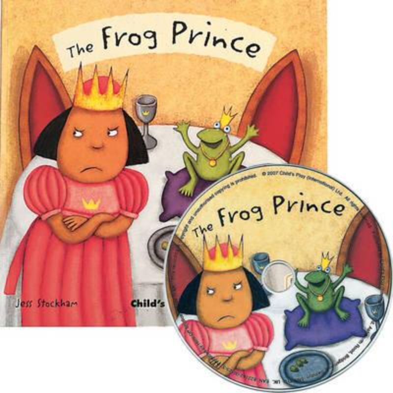 Colorful soft cover book of 'The Frog Prince' with lift-up flaps and audio CD for interactive storytelling for young readers.