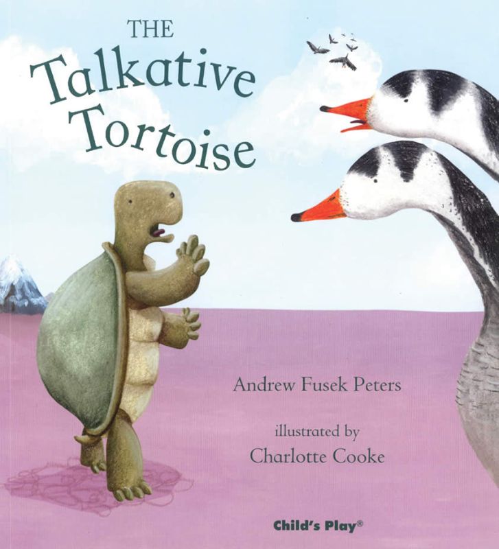Illustrated cover of 'The Talkative Tortoise', a children's book about humility and life lessons featuring a vain tortoise.