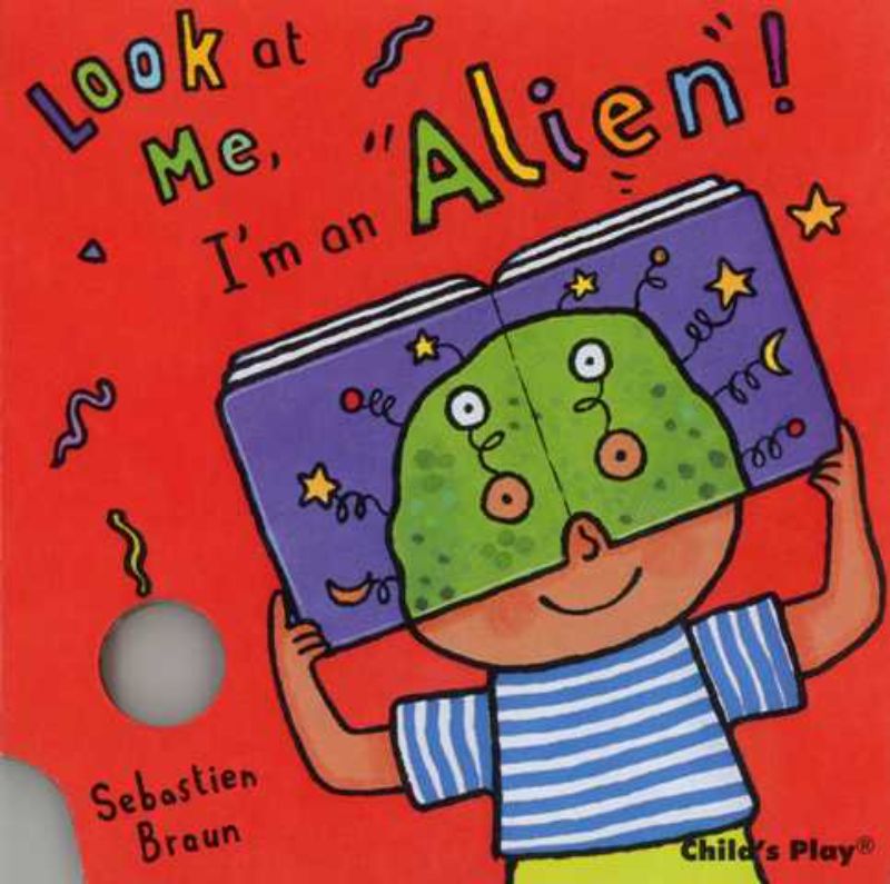 Colorful hardback children's book with alien mask for role play, sparking imagination and social development.