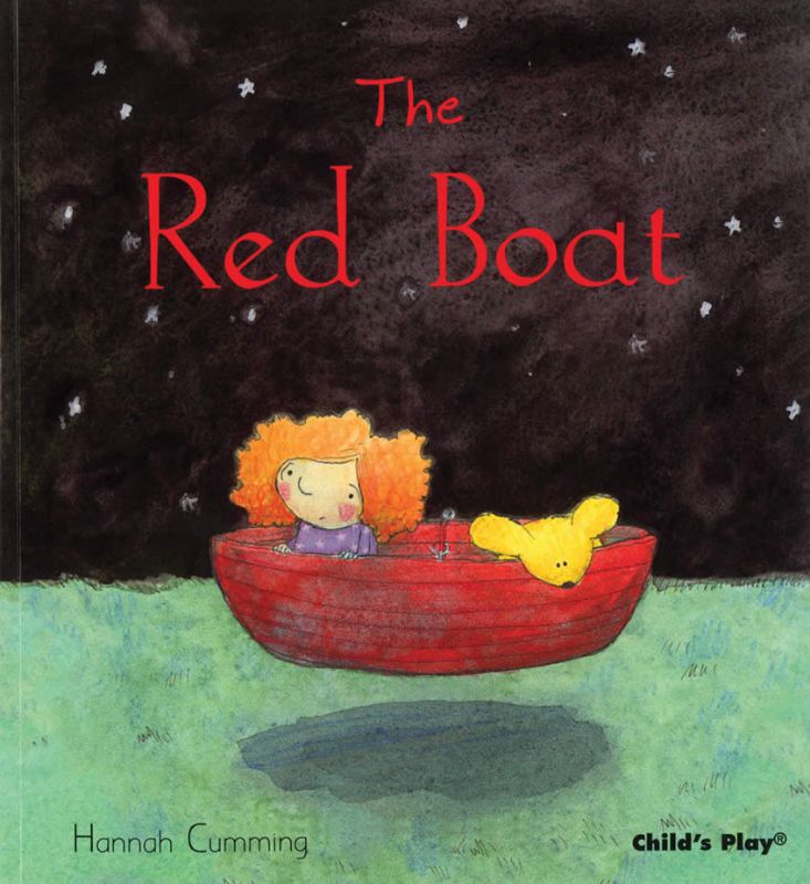 A young girl named Posy discovers a magical red boat in her garden, accompanied by her dog George, in a charming children's book.